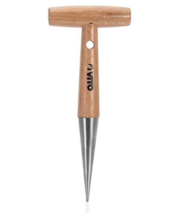 Plantoir à Bulbes En Acier Inoxydable - Manche Bois 28cm - Pour Jardin, Semis, Bulbes - Outil Pratique