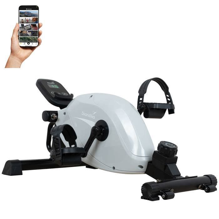Pédalier D'exercice Portable EVRAIS – Bras/jambes, écran LCD, Résistance Réglable, Argent/noir
