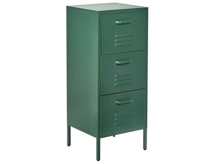 Commode à 3 tiroirs en métal vert foncé WOSTOK Commode à 3 tiroirs en métal vert foncé WOSTOK