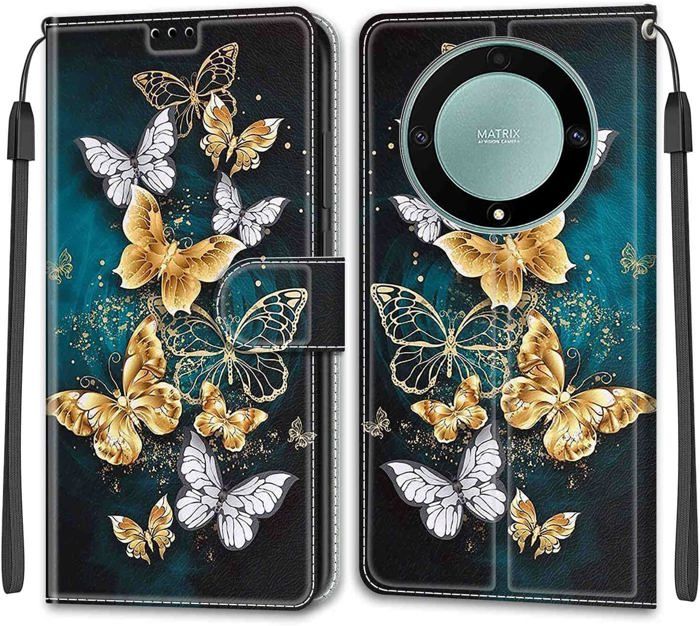 Housse Étui Pour Honor Magic 5 Lite, PU Cuir Et Silicone Souple Arbre