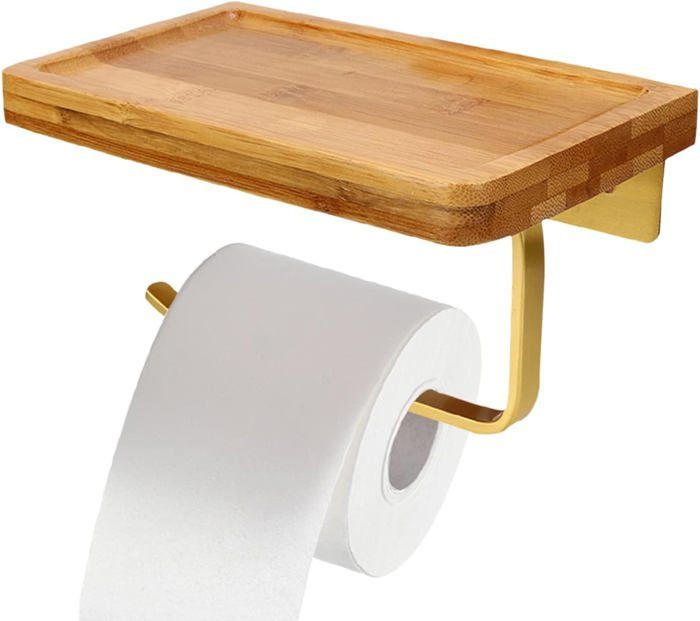 Porte-Papier Toilette Mural En Bois, Porte-Rouleau De Papier Toilette Cuir Support Derouleur