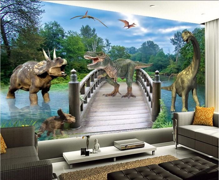 Papier Peint Photo 3D Dinosaure C01 – Amovible, Design Adrian Chesterman Zoe