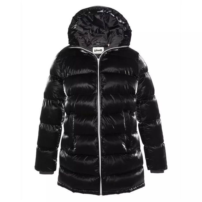 Blouson Schott Pour Femme - Noir, Taille S, Capuche Amovible - Style Urbain Décontracté
