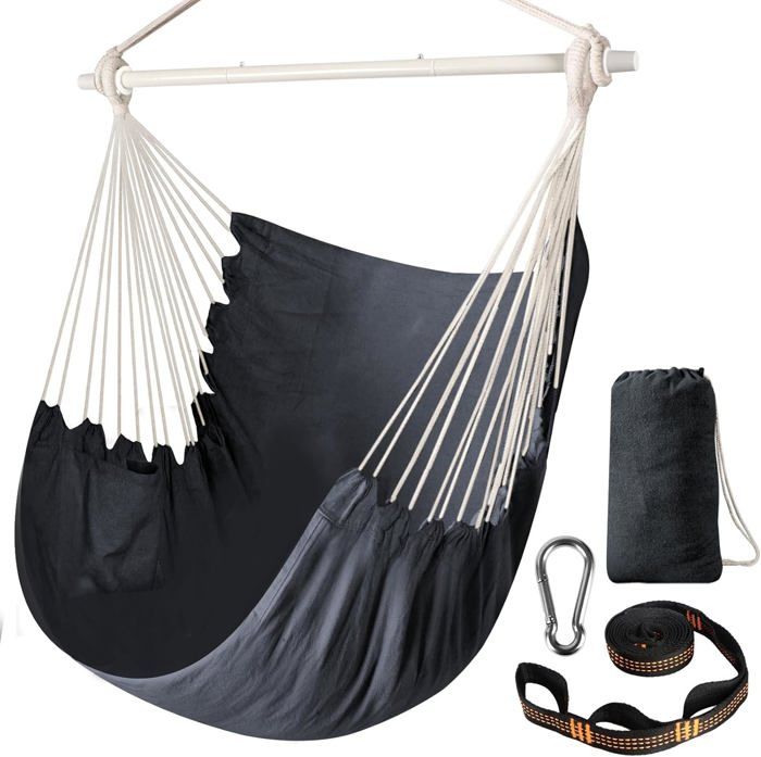 Chaise Hamac Suspendue Beokeuioe - Siège Portable Confortable Avec Barre Métal, Jusqu'à 227 Kg