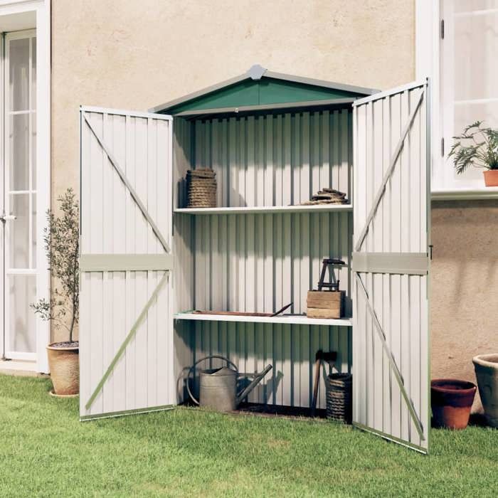 Soldes dété 2025 Abri de stockage pour jardin - CLOUD - Outil de jardinage - Vert 116x45x175 cm Acier galvanisé LL276
