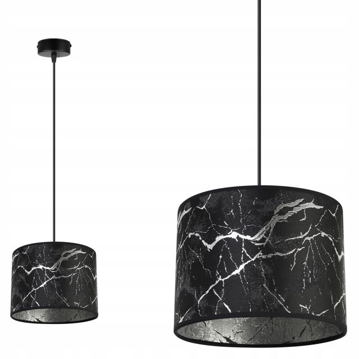 Lampe de Plafond Suspendue - Light-Home - Werona 2403/20/1SR - Abat-jour en Marbre Argenté - Hauteur Réglable
