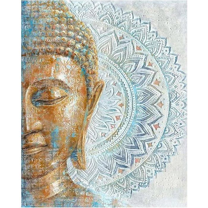 Kit Peinture Par Numéros Bouddha - Toile 40 X 50 Cm, Peintures Acryliques, Pinceaux Inclus - Loisir Créatif Adultes, Décoration Zen