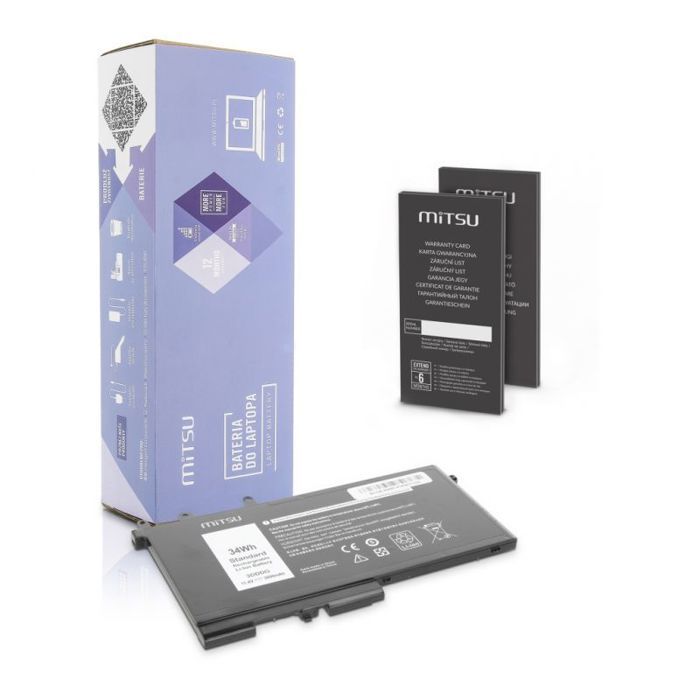 Batterie - MITSU - BC/DE-E5580 - 3000 mAh - Lithium Polymère - Compatible Dell Latitude E5580