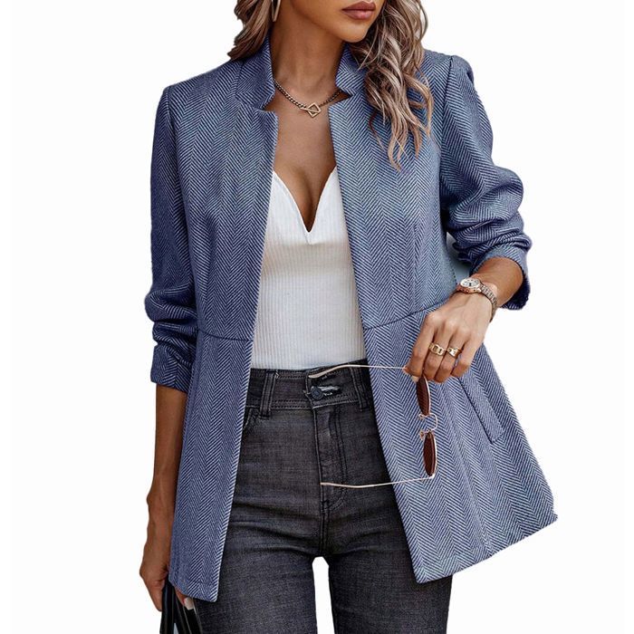 VITATA Blazer Femme en Tweed, Coupe Élégante, Col Revers, Design