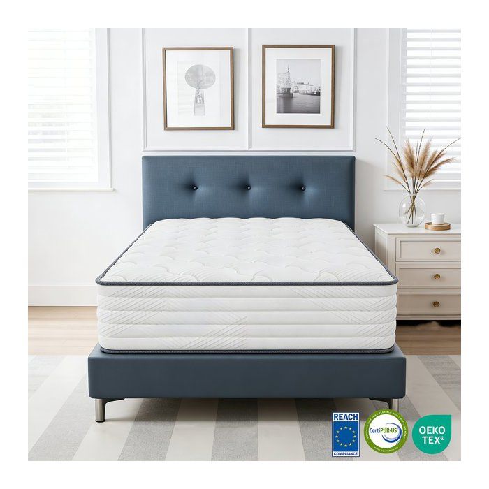 Matelas - SweDrea - 90x200 cm - Ressorts ensachés - Respirant - Anti-acariens - epaisseur 25 cm - Certifié Oeko-TEX®