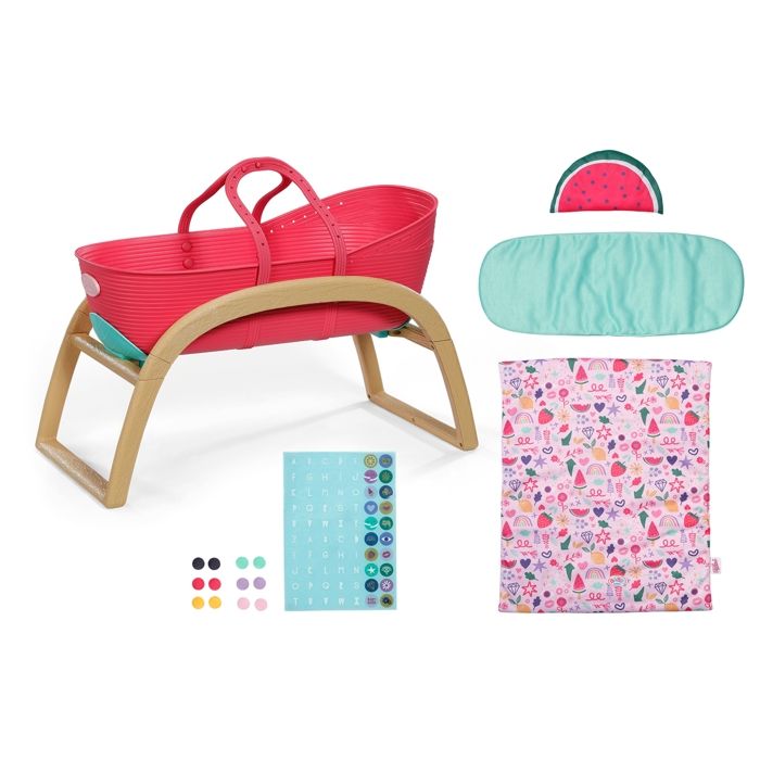 Berceau 3 en 1 - BABY BORN - Effet bois - Couffin / Bascule / Fixe - Tissu inclus - Dès 1 an
