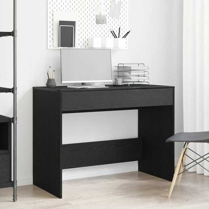 Bureau - vidaXL - Chêne Noir - 101x50x765 cm - Bois dingénierie - 2 tiroirs