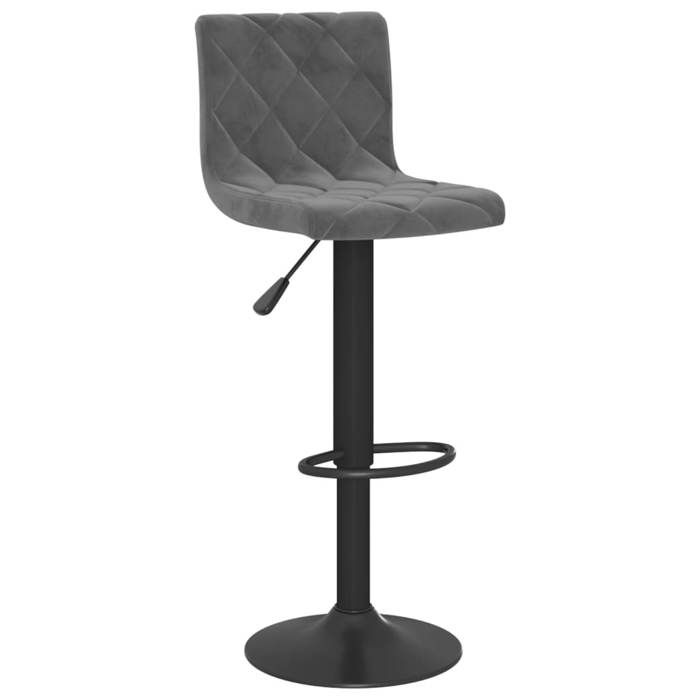 Gris Chaises de bar - SOLOMON - (lot de 2) - Fauteuils cuisine - gris foncé velours TT505