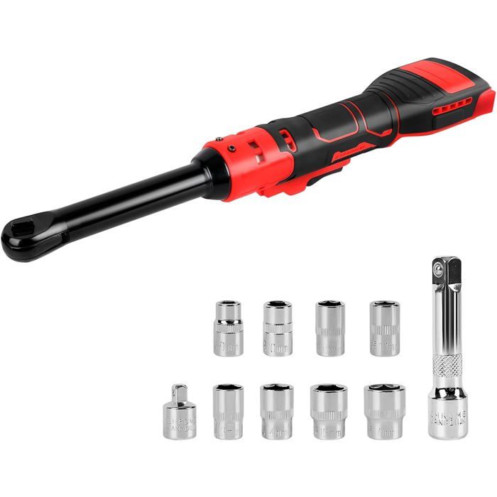 Clé à cliquet sans fil Clé à cliquet électrique 3/8 80N.m avec 8 douilles et adaptateur