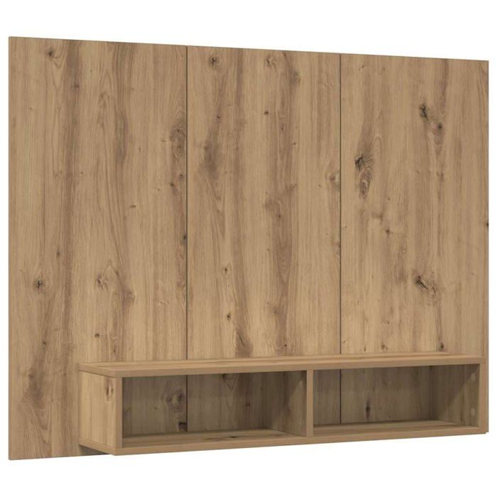 Meuble TV mural en bois dingénierie - vidaXL - Chêne artisanal - 120x235x90 cm - Montage mural - 2 étagères