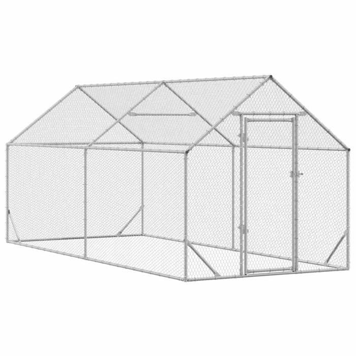 Meilleurs prix pour Cage pour poulets en acier galvanisé - vidaXL - 400x170x177 cm - Argenté - Robuste - Imperméable - Assemblage facile