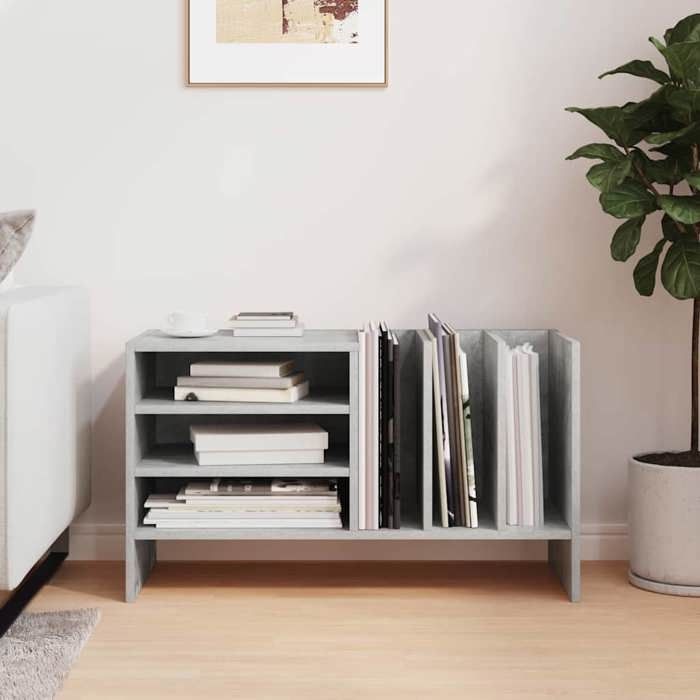 MOT14030-Meuble à vinyles Gris béton 785 x 35 x 45 cm Bois dingénierie