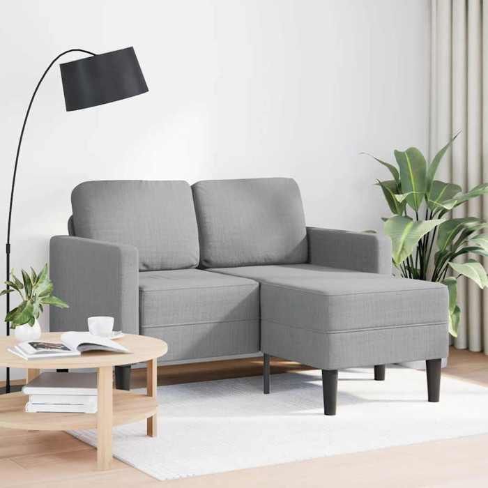 (Promo 2026)CANAPÉ FIXE Gris - SHIELD - Canapé Double - Sofa pour 2 personnes - avec méridienne en L - gris clair 125cm tissu 645157