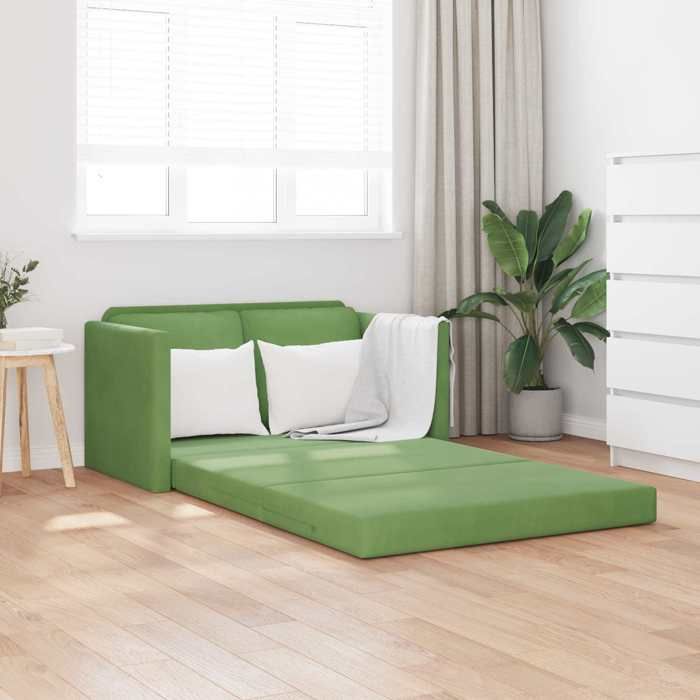 SOFA convertible - Canapé de Séjour - 1/2 places - Vert clair 204x122x60 cm Velours - Sofa lit 0_317786