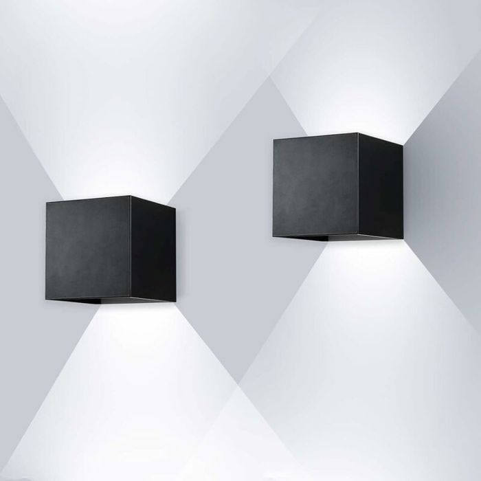 Applique murale LED COB 12W – Aluminium étanche IP67 – Lumière froide 6000K – Angle réglable – Lot de 2 pour intérieur et extérieur