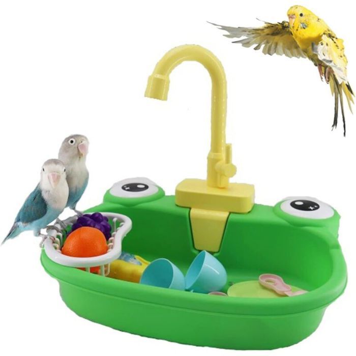 Baignoire automatique pour oiseaux - Dimensions 32x25x27 cm - Plastique ABS - Forme grenouille - Autoportante