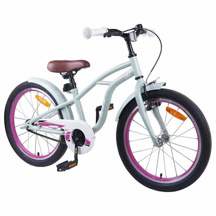 Vélo enfant 20 pouces pour les enfants de 6 à 11 ans - vidaXL - acier - vert clair - 137 x 54 x 79 cm - guidon et selle réglables 46