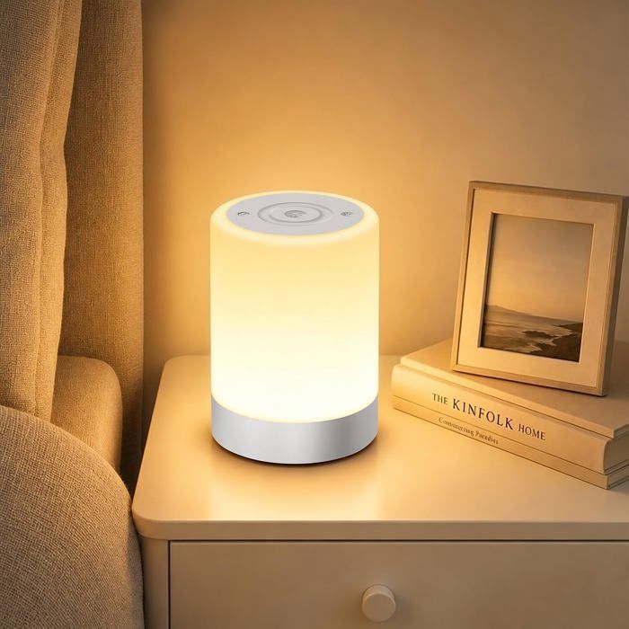 Lampe de chevet LED tactile rechargeable sans fil 3000 mAh 4 modes déclairage 5 niveaux de luminosité minuterie intégrée