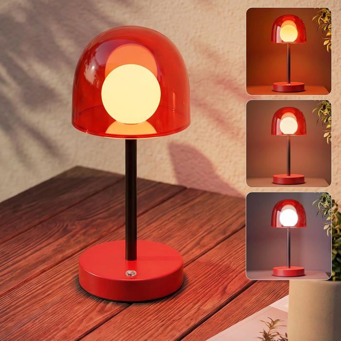 Lampe de bureau - NETTLIFE - Vintage 27 cm - LED sans fil 3 temp. couleur - Intensité tactile - Batterie 7h