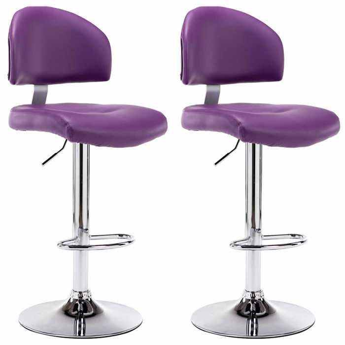 Joli Tabourets de bar (2 pcs）- Pour îlot de cuisine - résistance aux taches - violet similicuir 21196