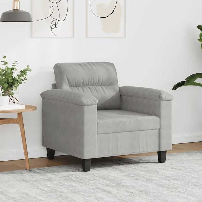 vidaXL Fauteuil gris clair 60 cm tissu microfibre salon moderne design confortable
