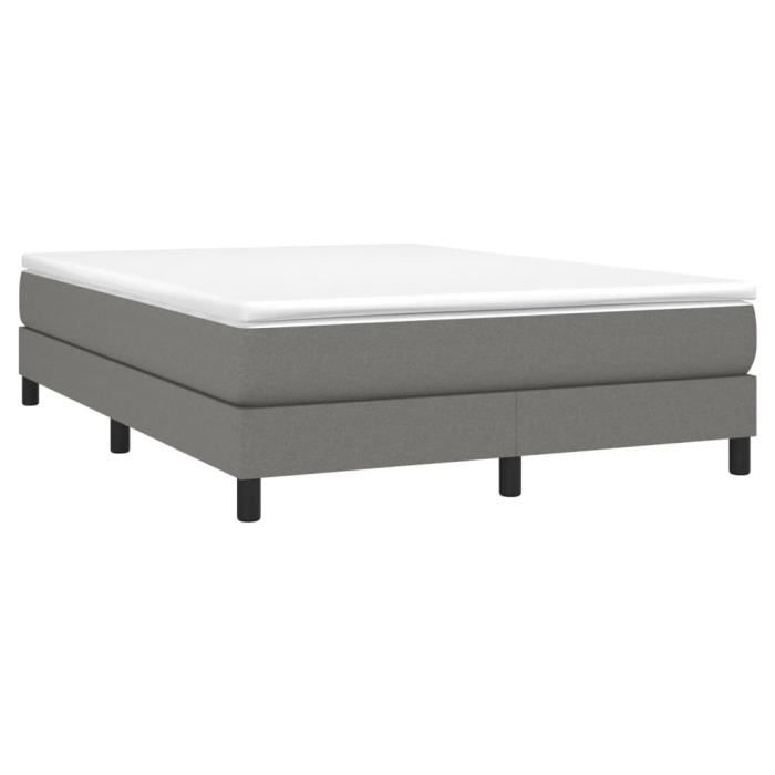 Sommier tapissier - AKOZON - 140x200 cm - Gris foncé - Lattes en contreplaqué - Pieds robustes