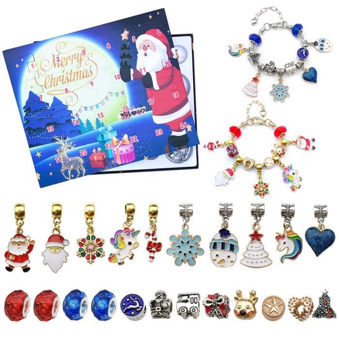 Calendrier De L'Avent Naler – 24 Bijoux à Monter Soi-même, Bracelet DIY, Charmes Et Perles, Cadeau De Noël Pour Enfant