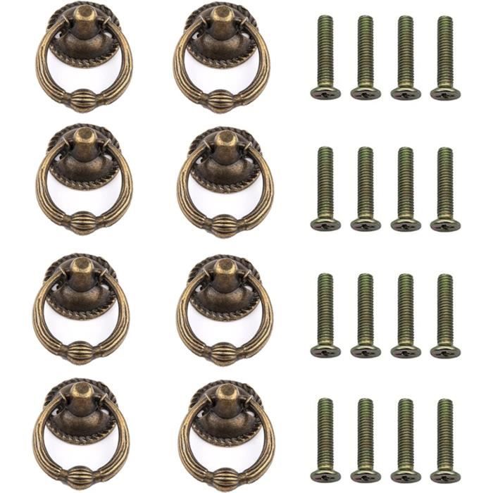 Lot De 4 Boutons De Placard , Poignées Vintage En Alliage De Zinc Boutons De Tiroir Pour Armoire Commode Armoire 31mm Bord Argente 96610694
