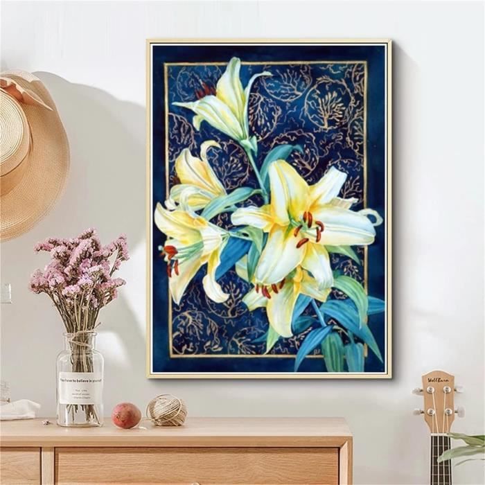 Kit Diamond Painting Fleurs Mafenr - 30x40cm - Art Diamant Adulte Pour Déco Et Détente