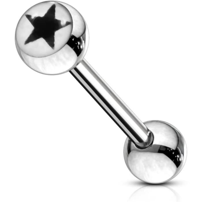 Barbell Piercing Pour Langue Ou Mamelon En Acier Chirurgical - Strass Cristal - Différentes Tailles Disponibles