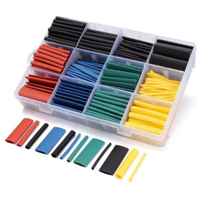 Dasing 530Pcs Cable Gaine Thermor/éTractable Tube Manchon Fil Enveloppe Tube 2 1 Kit DAssortiment Ensemble
