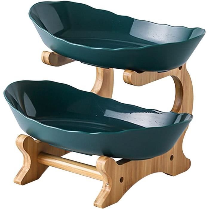 QinOustore Présentoir à Fruits à 2 étages,Corbeille De Fruits