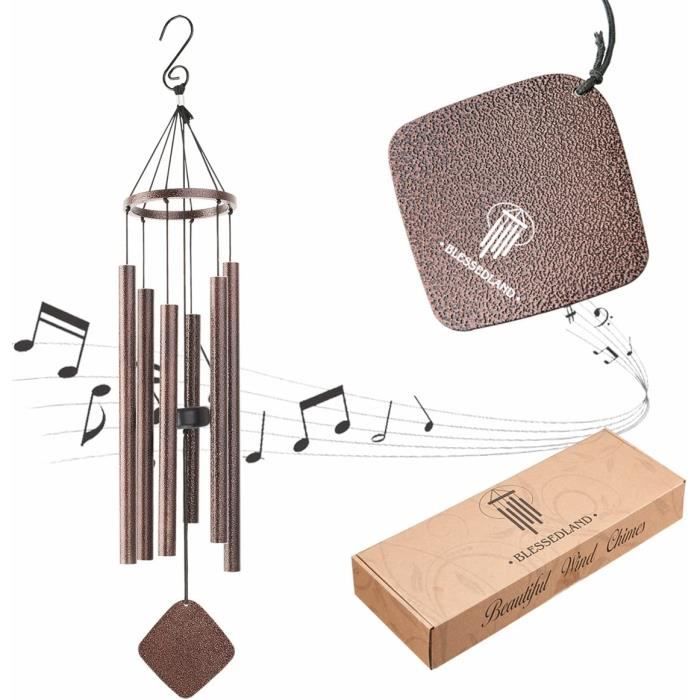 Carillon Éolien 6 Tubes Aluminium - 28" | Son Mélodieux | Décoration Jardin, Balcon | Cadeau