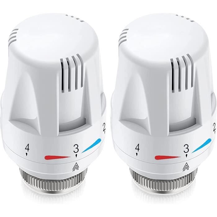 Lot De 2 Cache-valves Thermostatiques M30 X 1,5 - Plastique Blanc - Compatible La Plupart Des Radiateurs