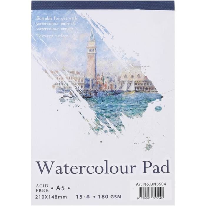 Aunphuw Papier Aquarelle A4 Dessin Bloc de Dessin 240g, 30 Feuilles de Papier Aq
