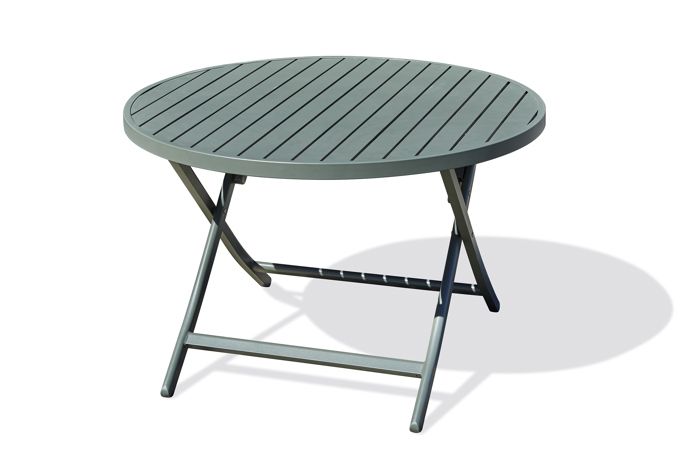 Table pliante - CITY GARDEN - MARIUS - Aluminium - Vert Kaki - Diamètre 110 cm