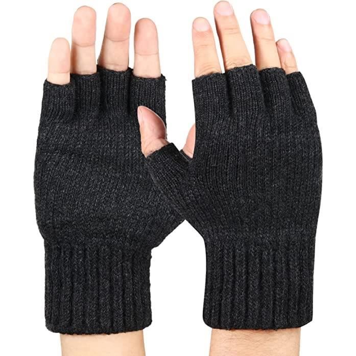 Mitaines pour femme, gants ouverts en crochet extensible, manches d'hiver chaudes pour l'automne et l'hiver, kaki, Taille unique