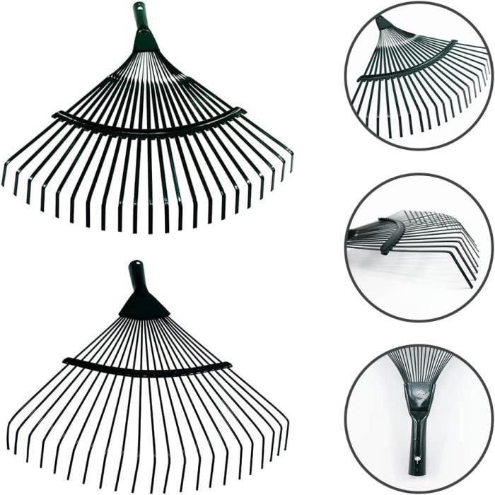 Râteau à Feuilles XXL En Plastique 48 Cm - 20 Dents, Pour Manche 27 Mm, Léger Et Robuste, Idéal Pour Pelouse Et Jardin