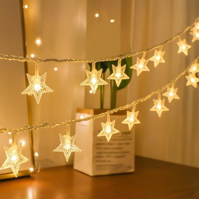 Guirlande lumineuse LED étoile 50 guirlandes lumineuses de Noël étoile  blanche chaude scintillante guirlande lumineuse à piles pour château de  princesse tentes de jeu tente de princesse chambre chambre d'enfant  décoration 