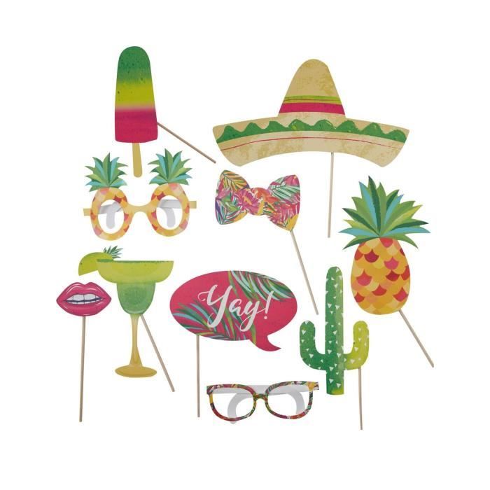 G/én/érique KIT PHOTOBOOTH Tropical 10 PI/ÈCES