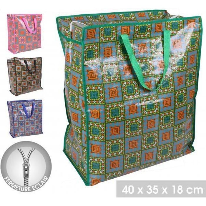 Lot 4 Sacs Shopping Multi-Usages Cabas de Marché 4 Couleurs Assorties  Décoré MAYA L.35 x P.20.5 x H.40 cm - Cdiscount Bagagerie - Maroquinerie