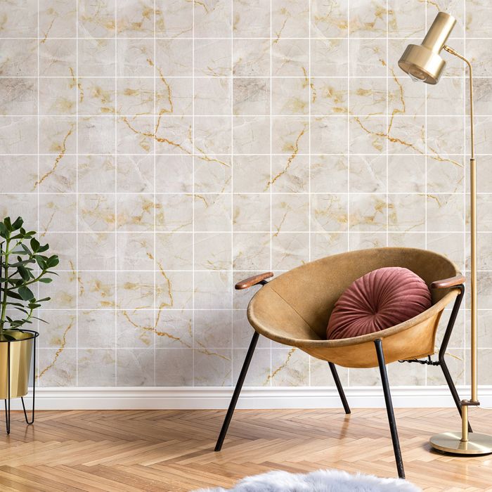 20 Pièces Carrelage Adhésif Mural Cuisine Beige - Stickers Carreaux 30.5x15.3cm Auto-Adhésifs