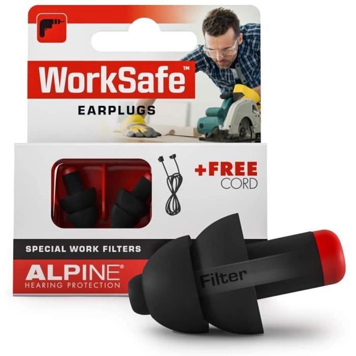 Alpine WorkSafe Bouchons d'oreille Protection auditive pour Bricolage &  Travail - Boules Quies de Travail - Cordon de sécurité - Fac - Cdiscount  Bricolage