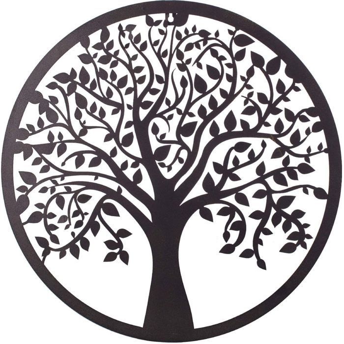 Arbre De Vie En Métal Décoration Murale Silhouette Art, 38x38cm