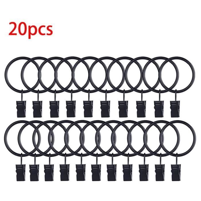 20 Anneaux Rideau Avec Pinces – Acier Inoxydable, Diamètre Intérieur 32 Mm – Pour Tringles, Décoration